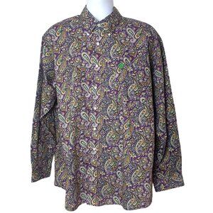 Cinch Mens Western L Button-Down Purple Green Gold Paisley Long-Sleeve Shirt